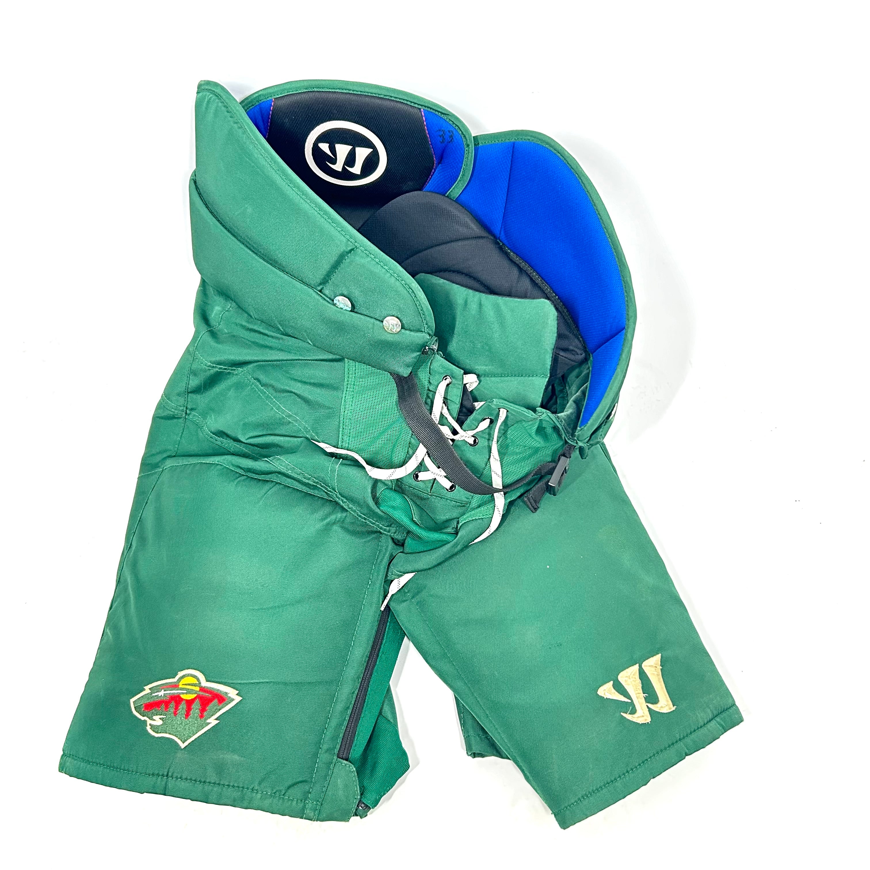 Pantalon de hockey Warrior Covert QR Edge d'occasion NHL Pro Stock - Wild du Minnesota (vert)